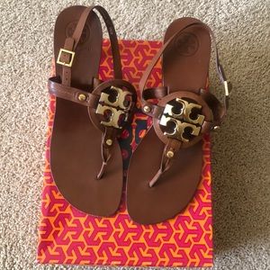 Tory Burch Holly Almond Kitten Heel Sandals